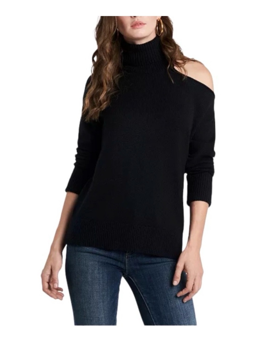 1. State Black Cold-Shoulder Turtleneck Sweater sz L